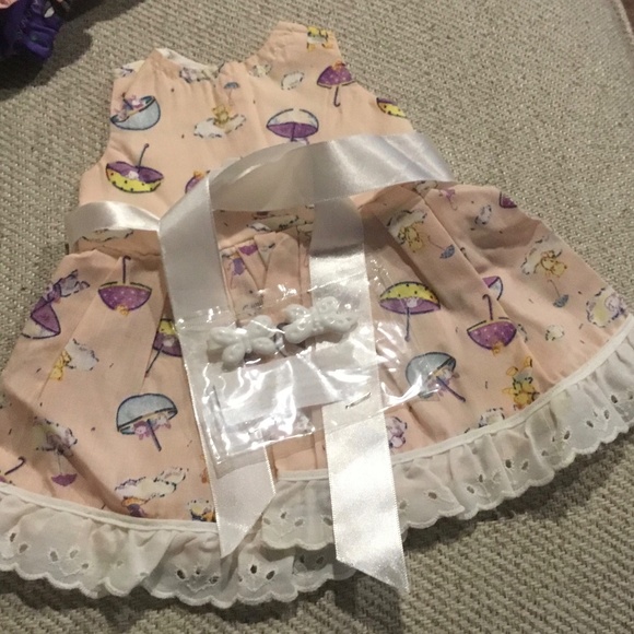 Pink dress with ribbon tie, hair bows for 18 “ doll or Bear, fit American Girl - Picture 4 of 7